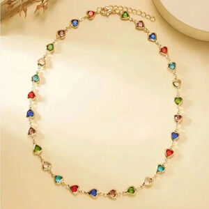 Mosaic collarbone chain necklace